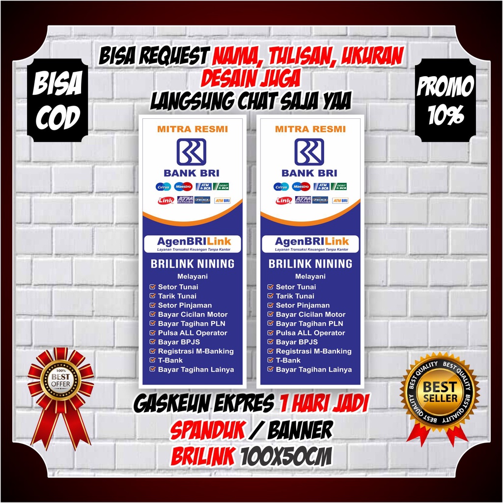 Cetak Spanduk Banner Brilink Berdiri Keren Berkualitas - Banner Usaha Jasa Brilink Berdiri