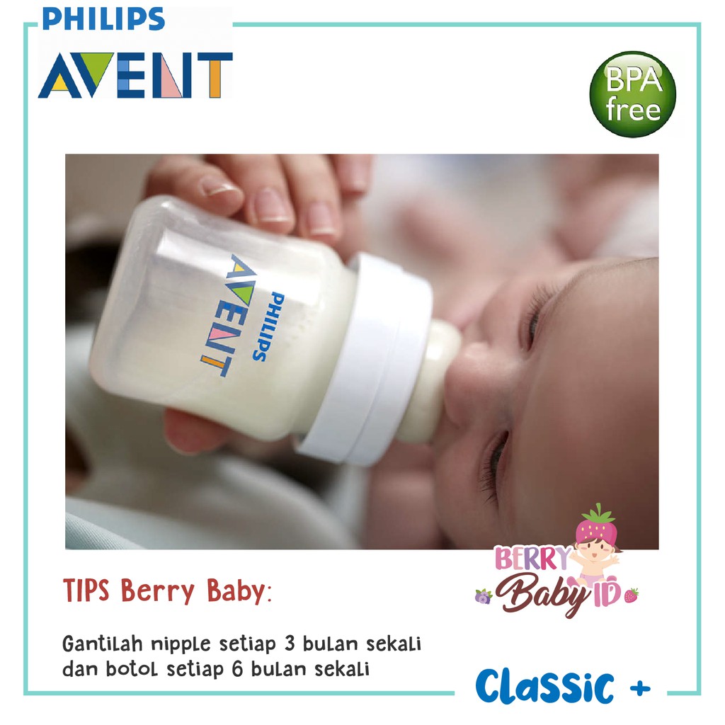 Philips Avent Classic+ 2 Pcs Botol Susu Bayi 125ml Twin Pack Classic 125 ml Berry Mart