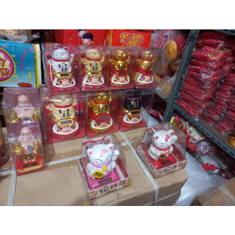 Solar Cell Maneki Neko Daruma / Lucky Cat Solar cell / Pajangan Kucing Hoki / Boneka kucing Rezeki