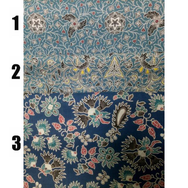BAHAN KAIN KATUN MOTIF BATIK HANDPRINT HALUS BIRU METERAN (YARD)