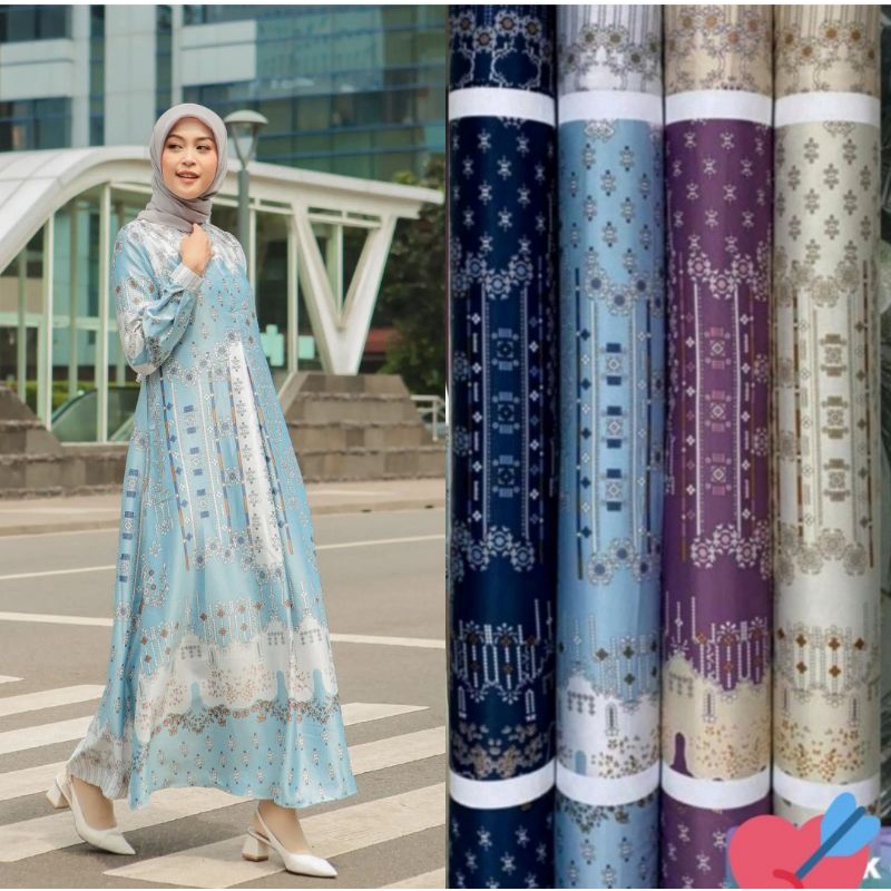 Kain Silk &amp; Maxmara Motif Bunga Khamima harga setengah meter