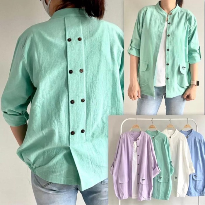 KEMEJA WANITA PANJANG Dewasa Atasan cewek Kemeja Kantor Formal Atasan wanita Putih Motif Baju kerja 