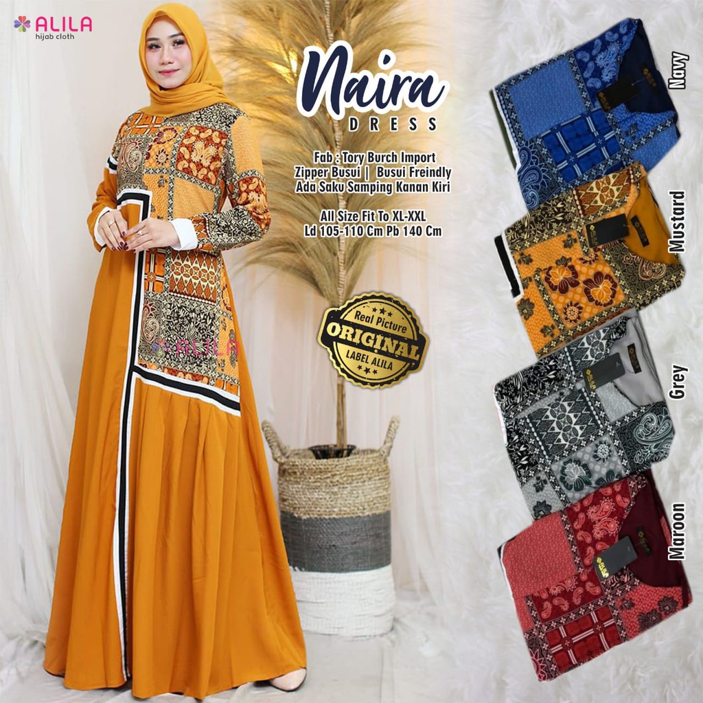 OK - TERLARIS | NAIRA DRESS ORIGINAL BY ALILA | GAMIS MOTIF BUNGA TERBARU | GAMIS MOTIF KOTAK