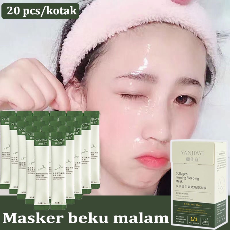 masker pemutih wajah sheet mask sleeping mask masker beku malam tidur selamat malam jelly masker malas 20pcs/box kolagen pelembab tanpa bilas masker oles mencerahkan warna kulit mengencangkan dan memudar kerutan