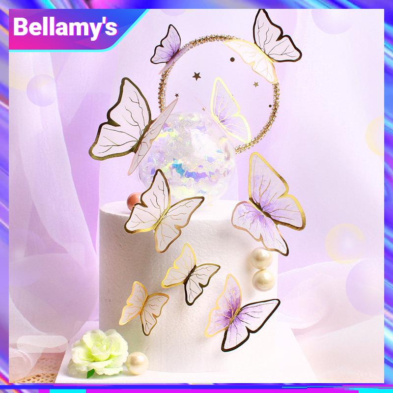 

COD ❤️ 10Pcs/Set Potongan Kupu-kupu Puncak Kue Toppers Kue Dekorasi Kue Kecantikan Selebriti Di Angin Dekorasi-Bellamy's