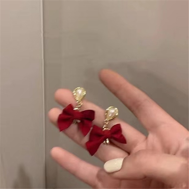 Anting Tusuk Sterling Silver 925 Model Pita Merah Vintage Untuk Wanita