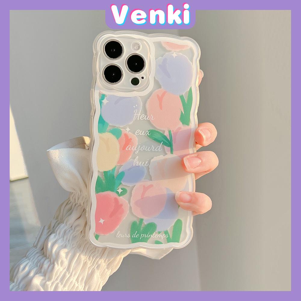 iPhone Case Silicone Soft Case Clear Case Wave Non-Slip Shockproof Camera Full Coverage Protection Tulip Flower For iPhone 13 Pro Max iPhone 12 Pro Max iPhone 11 iPhone 7 Plus