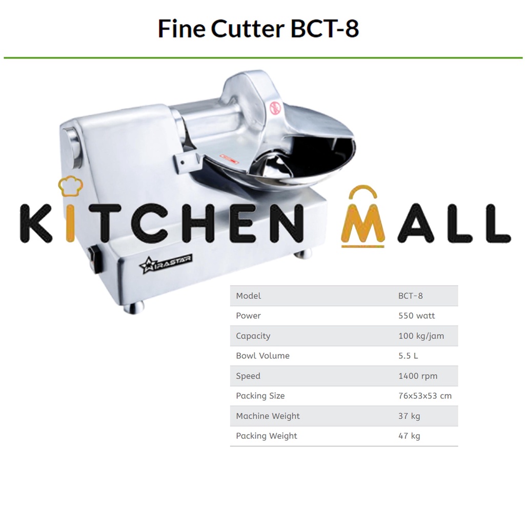 WIRASTAR BCT-8 MESIN PENGGILING DAGING / MESIN PEMBUAT ADONAN BAKSO / BOWL CUTTER