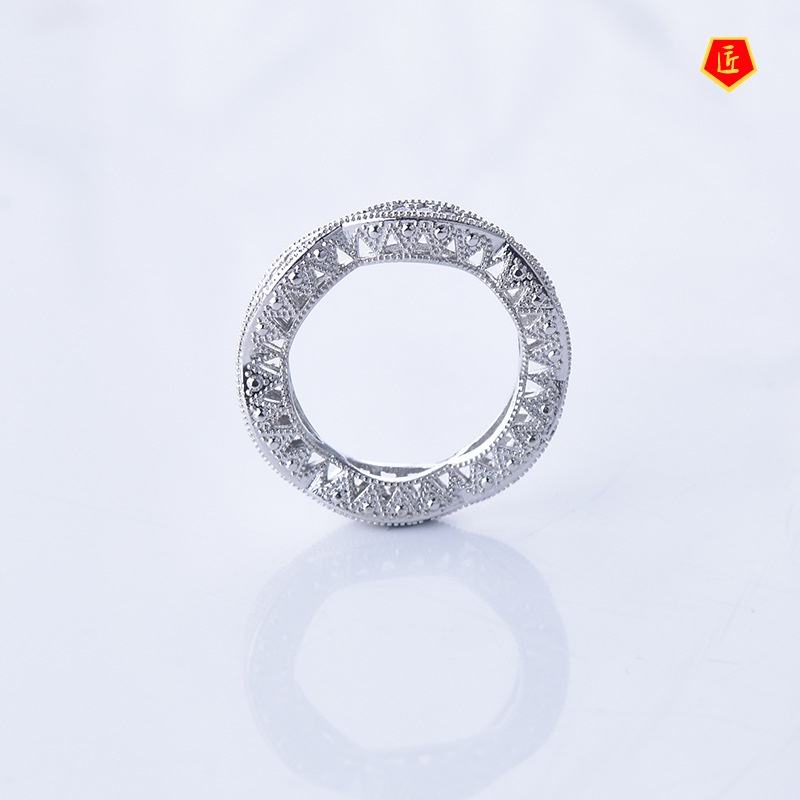 [Ready Stock]Women's Fashion S925 Silver round Hollow Full Diamond Ring