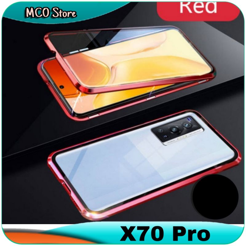 Casing Vivo X70 Pro X 70 Pro Magnetic Double Glass Frame Shell Case Hard Cover