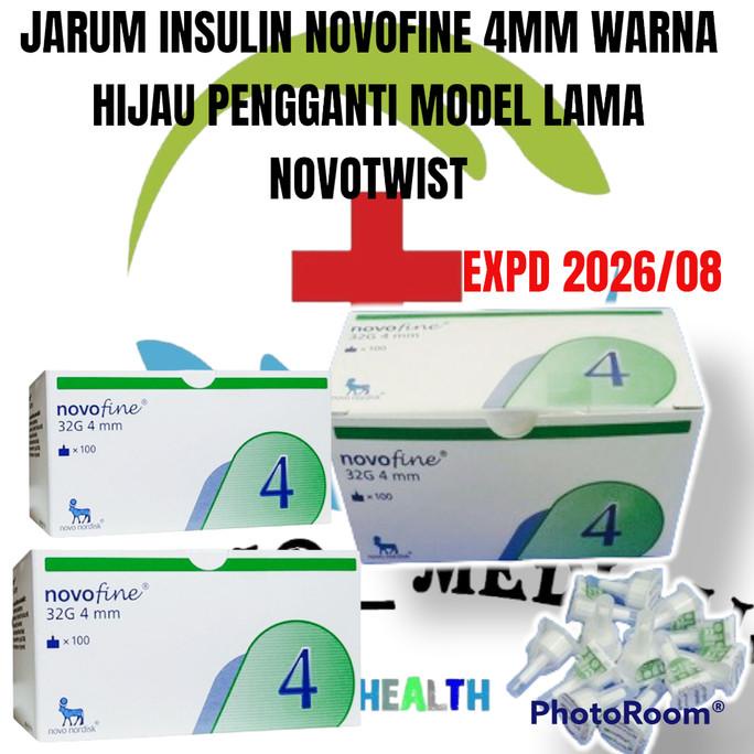 JARUM INSULIN NOVOFINE 4MM WARNA HIJAU PENGGANTI MODEL LAMA NOVOTWIST