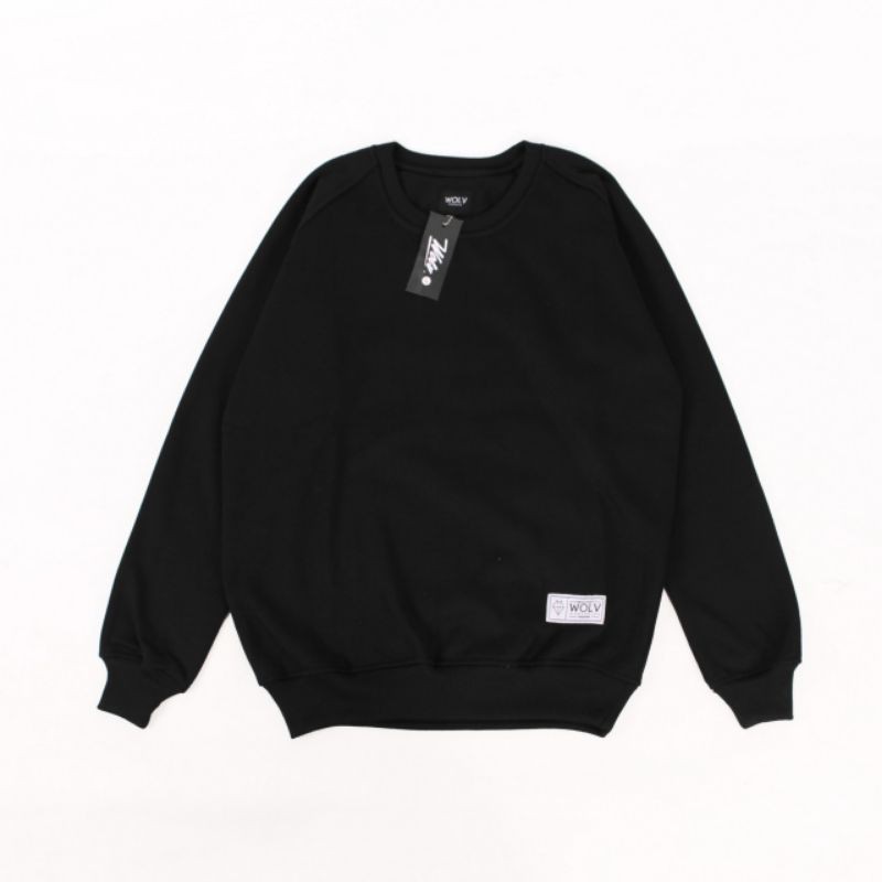 crewneck sweater polos hitam pria
