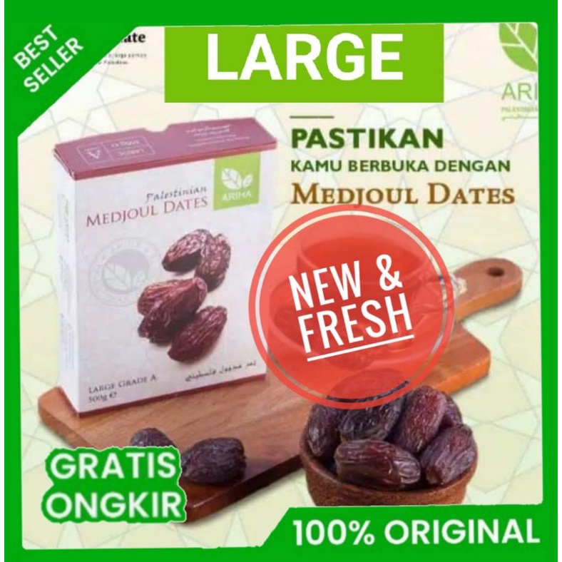 

*(BARU) , KURMA MEDJOUL LARGE ARIHA WATAN @500 gr GRADE A Asli Palestina , Medjool Medjol dates palestine