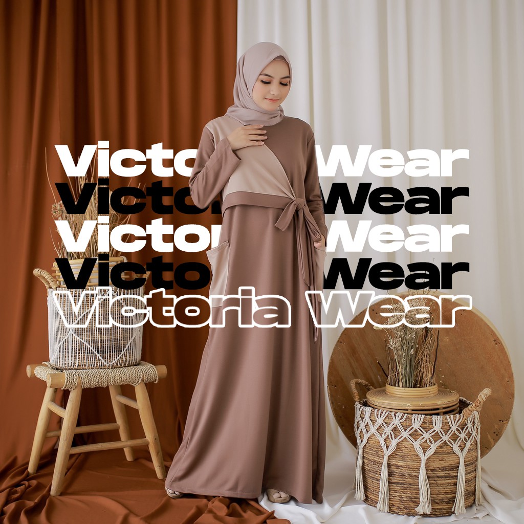Yava Pocket Dress Gamis Wanita Remaja Muslimah Dewasa - Two Tone Two Side Pocket Color Premium Dress