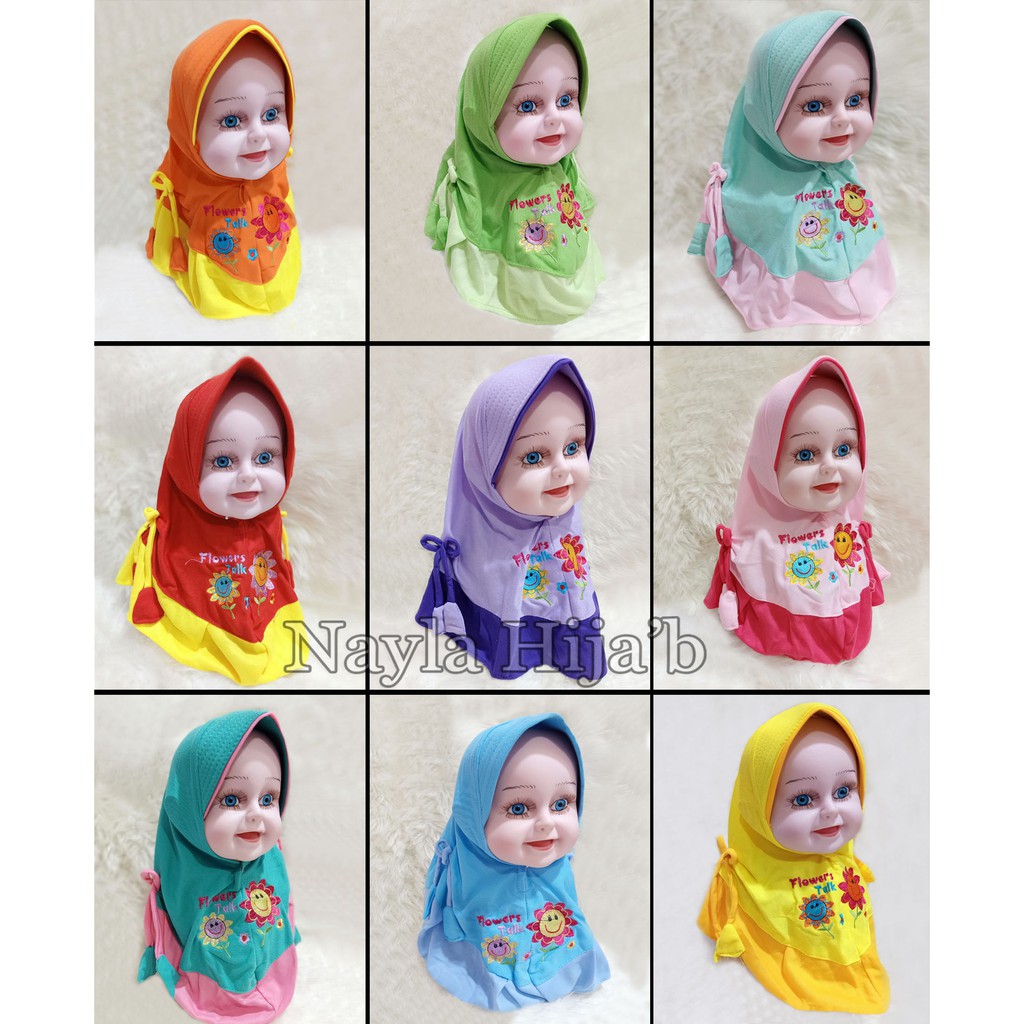 Kerudung Bayi Pita Samping RANDOM Jilbab Bayi Lucu Bordir  Untuk 0 Bulan - 2 Tahun Nayla Hijab