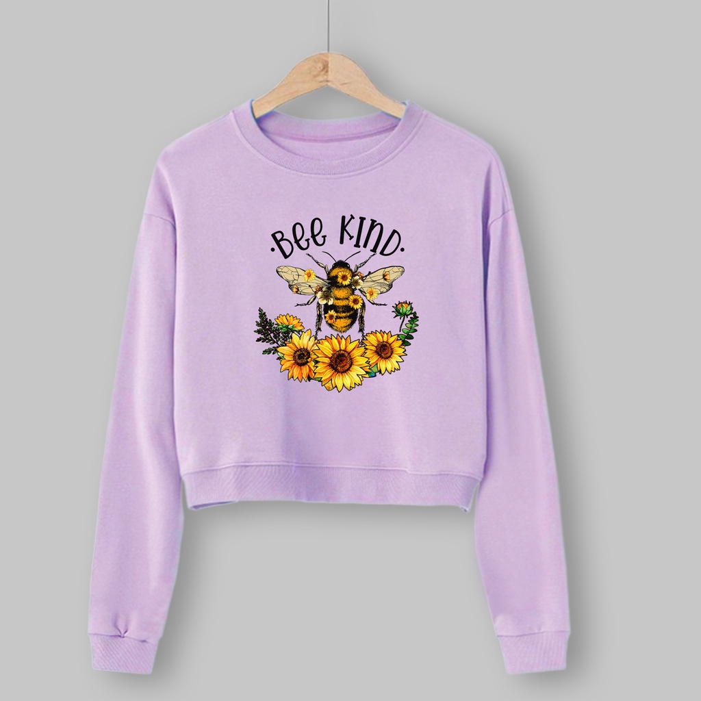 Sweater croope wanita BEE KIND baju crop cewek murah