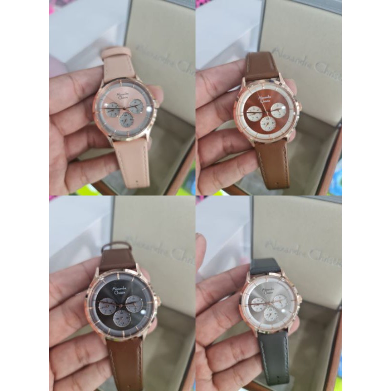 Jam tangan alexandre christie ac2868 leather ladies 2868