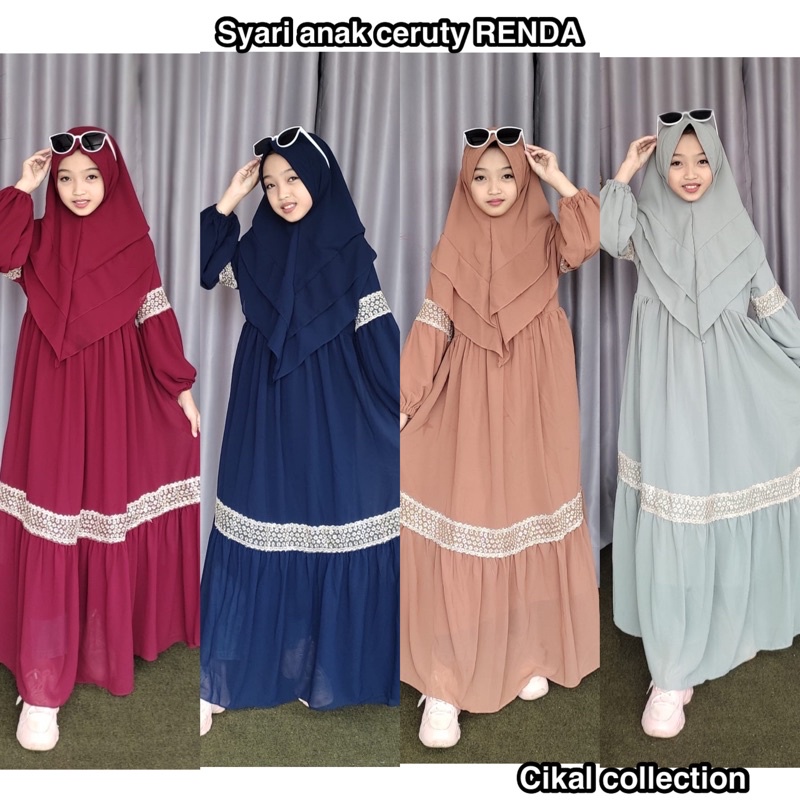 Set gamis anak ceruty RENDA full furing