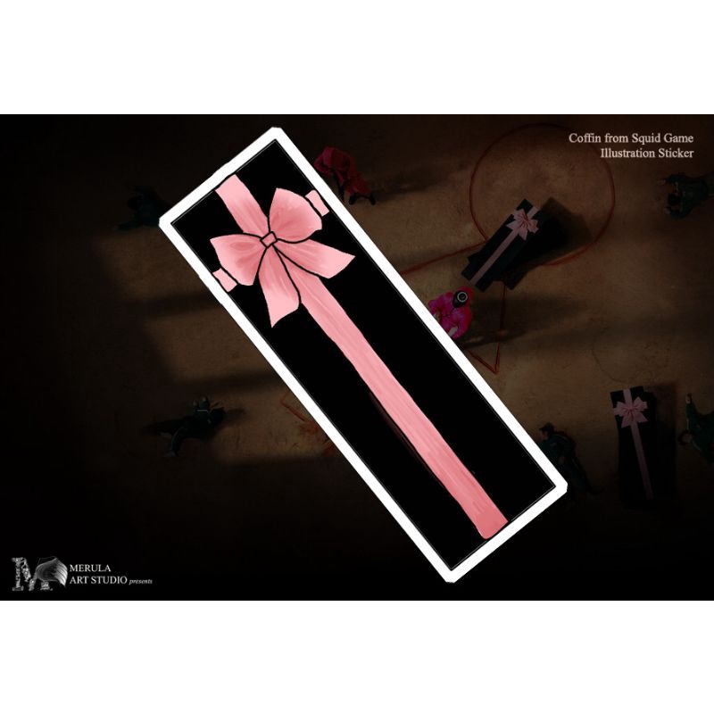 Coffin in Squid Game Illustration Sticker - Stiker Peti Mati di Squid Game - Squid Game reference St