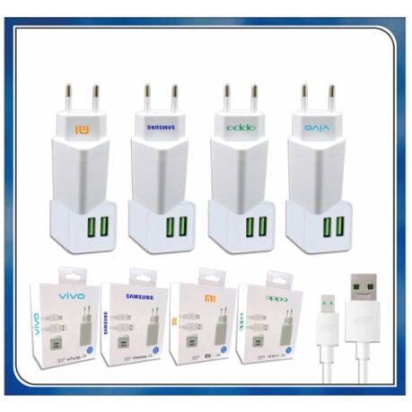 Charger Branded Android XIAOMI VOOC FAST CHARGING 2Ampere 2PORT USB Casan Micro Usb V8 Charger Microusb For Samsung / Xiaomi