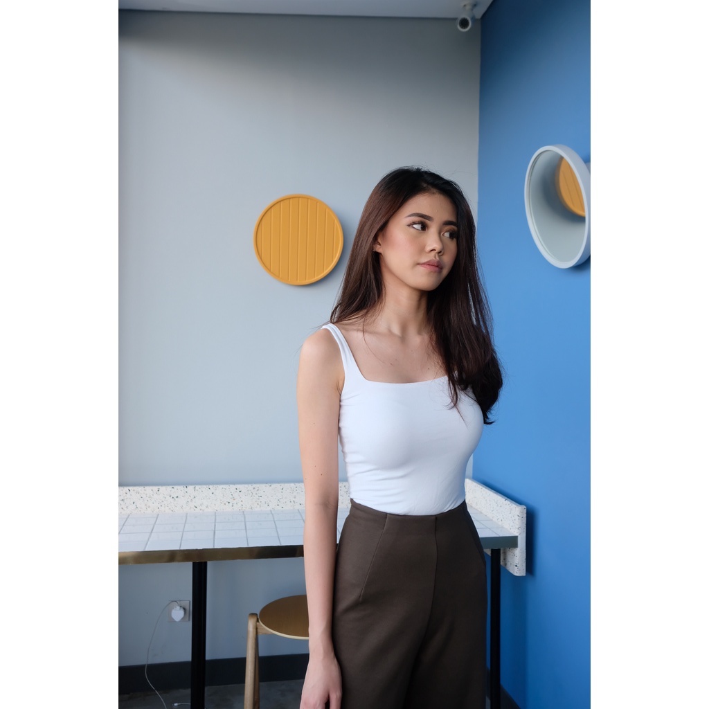 T-0255 Tanktop Square Basic Stretch-WHITE