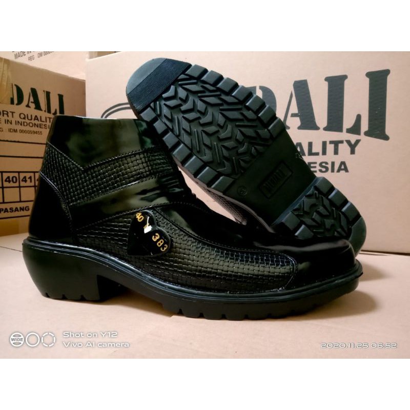 SEPATU KULIT KILAP/KILAT PRIA MOTIF/KOMBINASI PDH BOOTS POLRI TNI SECURITY