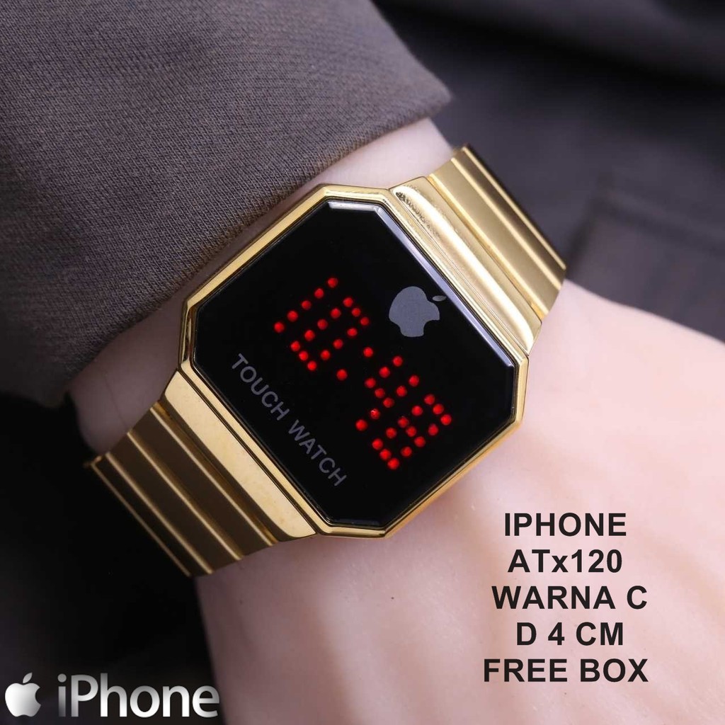 Kekinian JAM TANGAN PRIA IPHONE LED ATx120 Berkualitas