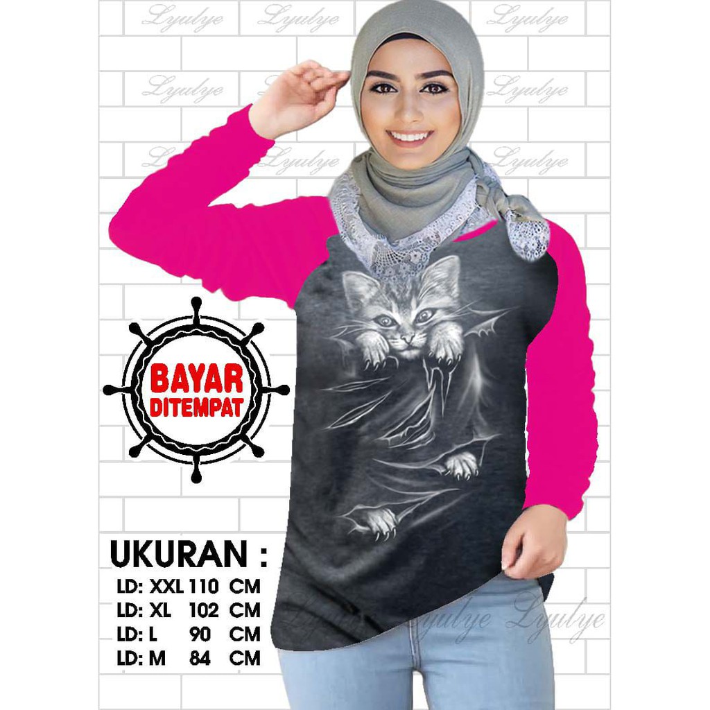 Kaos Raglan (K.SOBEK)/Kaos Wanita Lengan Panjang/ Kaos Wanita/ Kaos Cewek/ Kaos Oblong/Misty