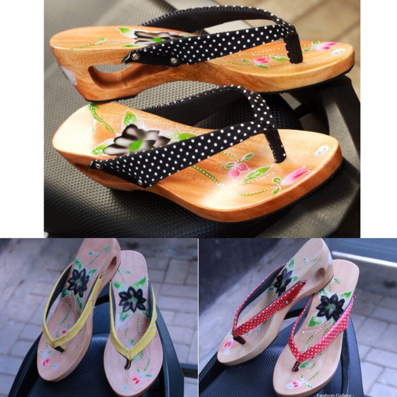 SANDAL WANITA TERMURAH KELOM GEULIS UKIR / SANDAL KELOM TASIKMALAYA + SANDAL BAKIAK KAYU UNIK