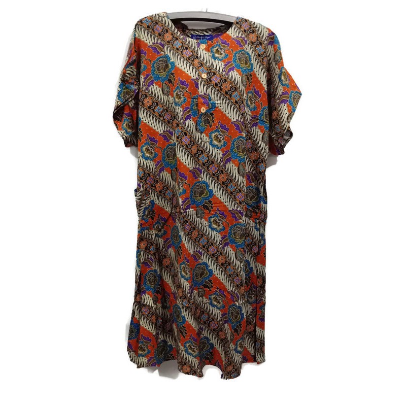  Daster  pendek jumbo batik kencana  ungu  model  L3 Shopee 