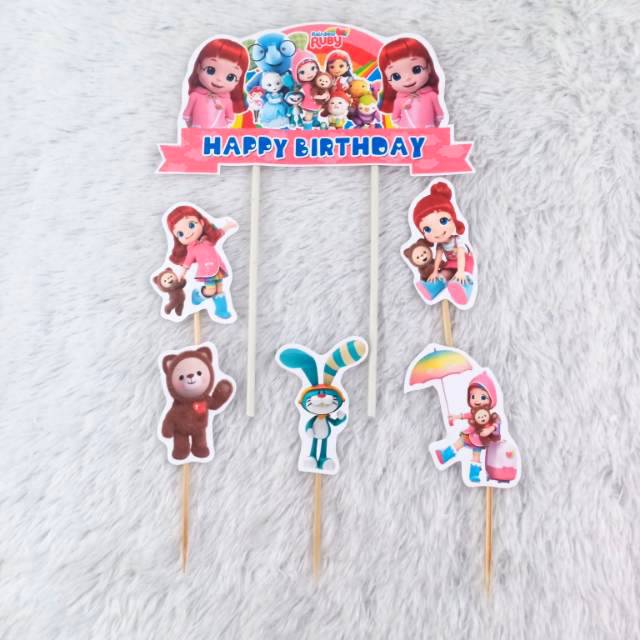 Topper cake / seri topper banner / hiasan kue RAINBOW RUBY