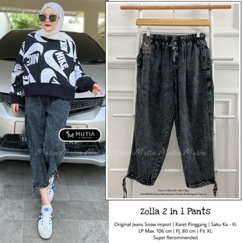 ZOLLA 2IN1 PANTS BY MUTIA (CELANA BAGGY WANITA) Celana baggy jeans rekomended