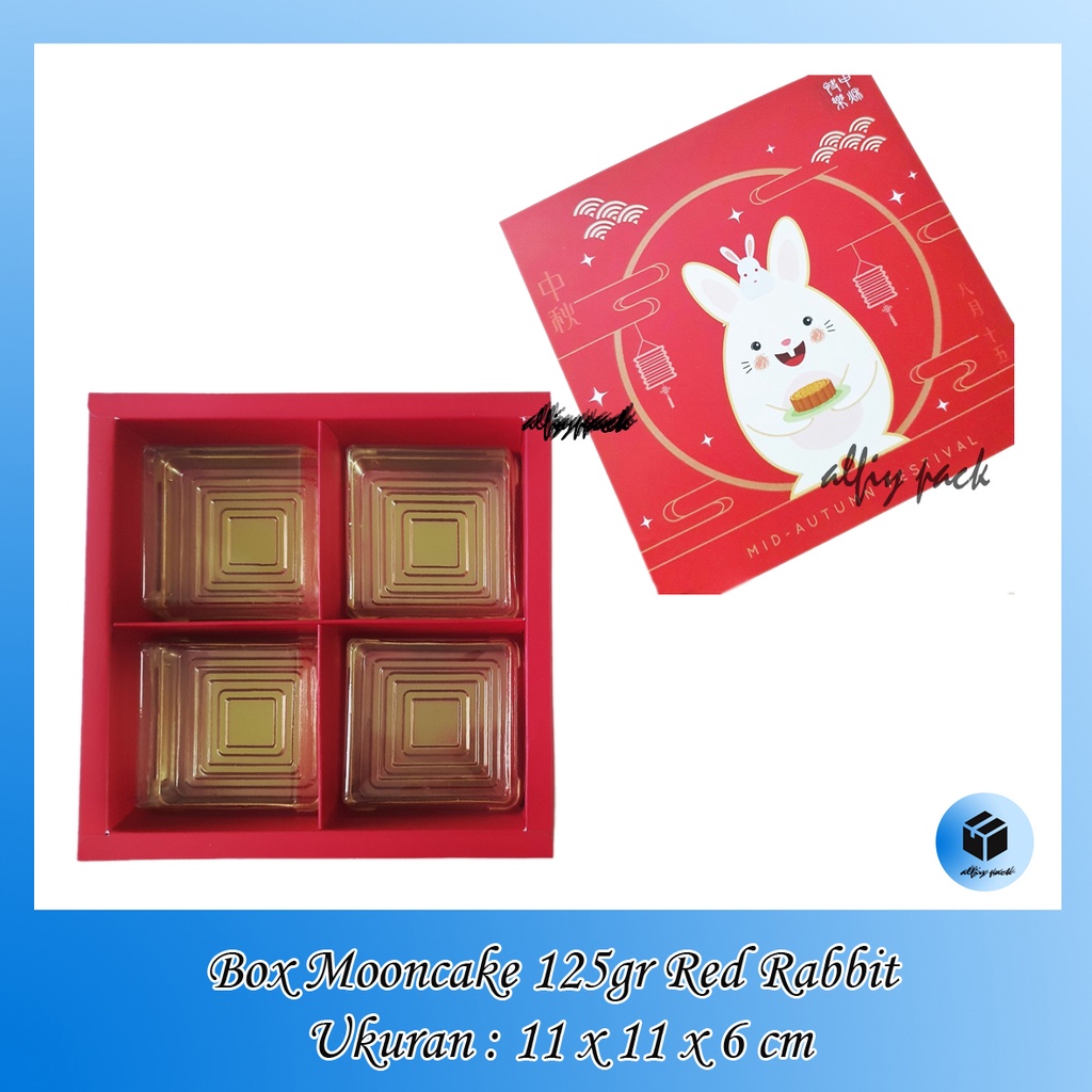 

1pack isi 5pcs DUS MOONCAKE 125GR EDISI RED RABBIT HAPPY MID AUTUMN FESTIVAL BOX MOONCAKE MOON CAKE SEKAT 4 UKURAN 22X22X6CM KOTAK KEMASAN KUE BULAN PACKAGING HAMPERS