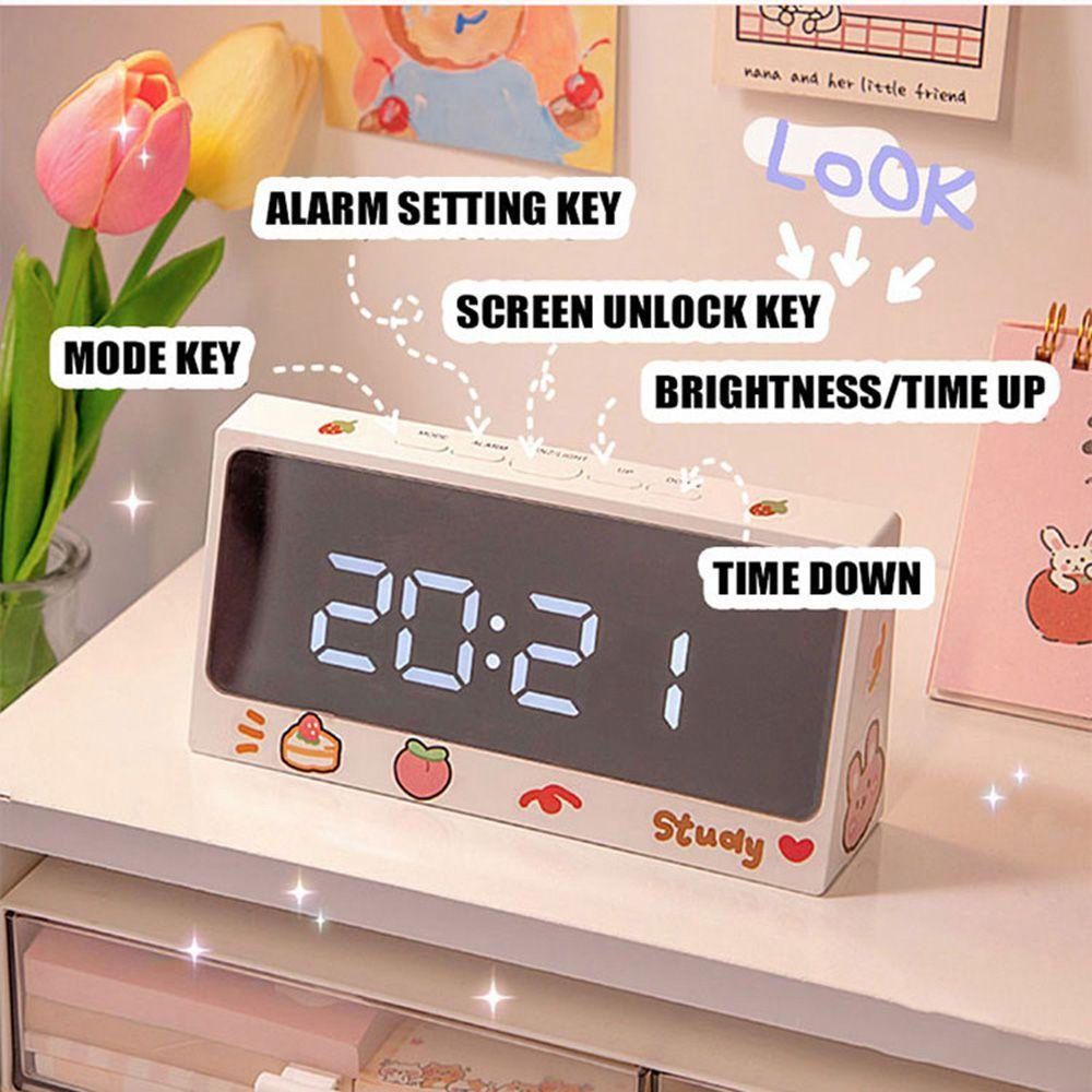 [Elegan] Jam Digital LED Cewek Jantung Meja Untuk Anak Dekorasi Rumah Mirror Clock