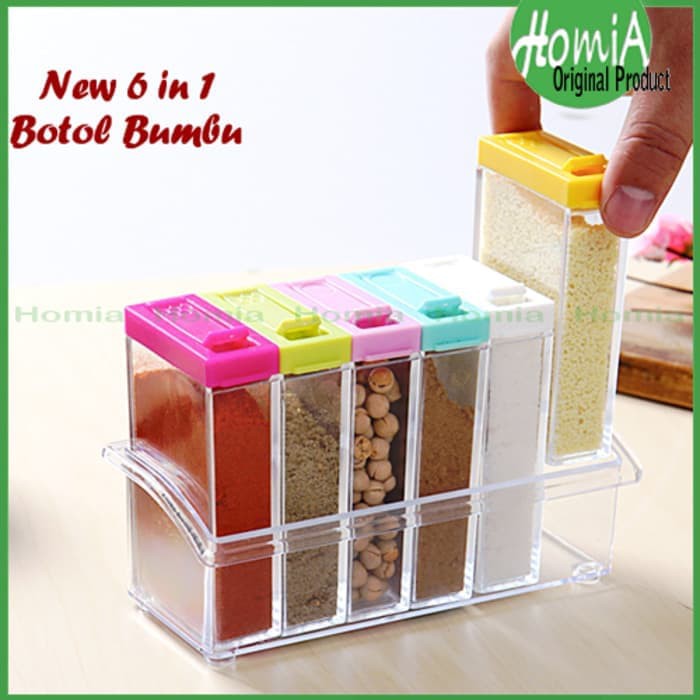 

KOTAK TEMPAT PLASTIK RAK BUMBU MASAKAN SEASONING SET SERBAGUNA PRAKTIS