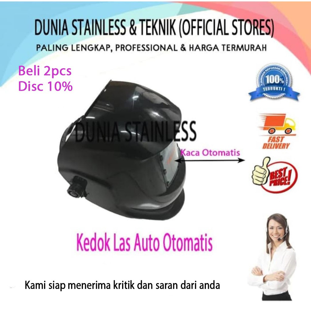Kedok las auto otomatis travo las argon bengkel besi stainless steel interior bngunan
