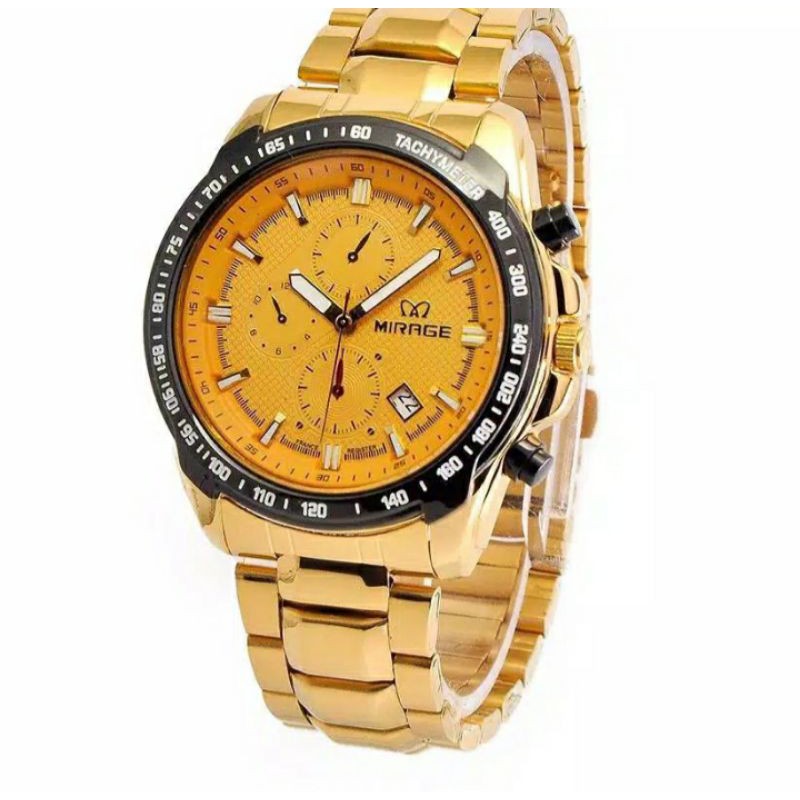 jam tangan pria;MIRAGE M8305BRP-Lgold~ORIGINAL WATER RESISTANT~TGL~STAINLEES