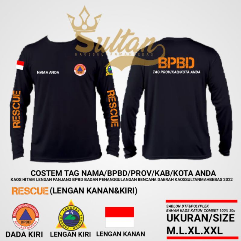 KAOS BPBD //BAJU BPBD RESCUE//KAOS BPBD TRC