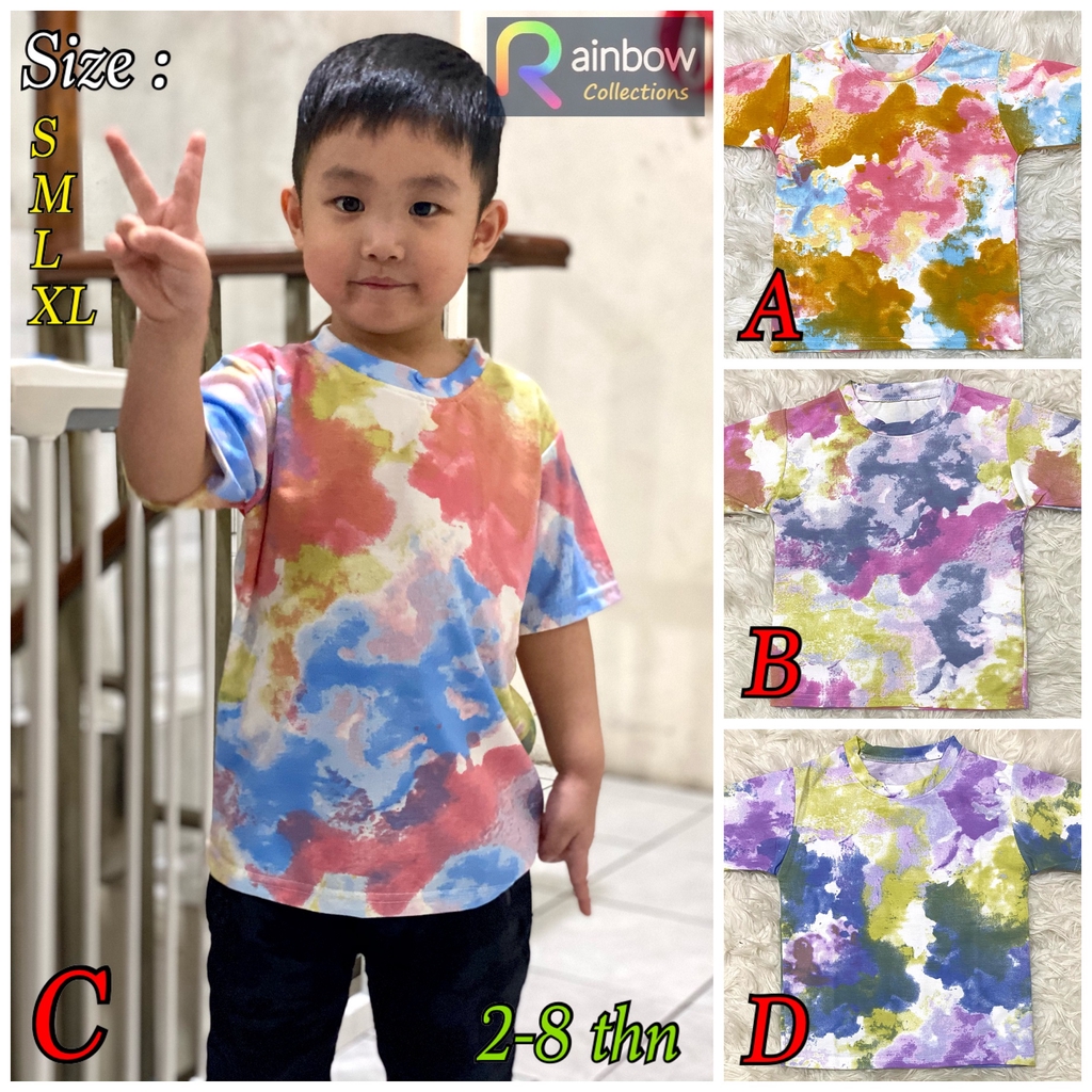 Kaos Polos Anak (2-8 Tahun) Unisex TIE DYE / T-shirt TIE DYE polos anak SML-XL