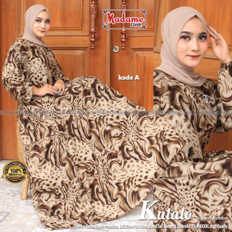 KALALO SUPER JUMBO DRESS JUMBO MOTIF LEOPARD GAMIS JUMBO LD 120 ORI BY MADAM