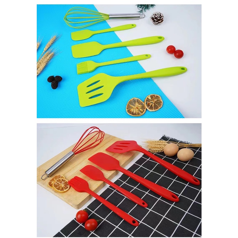 Spatula Silikon Set Silicone Utensil Alat Masak 5 In 1 Sutil Kuas Silikon Tahan Panas Kitchen Tool Spatula Set 5 In 1 Baking Props Sutil Cooking Tahan Panas Bpa Free Alat Masak Serbaguna Premium 5 In 1 Set Spatula Silikon Peralatan Masak Sutil Food Grade