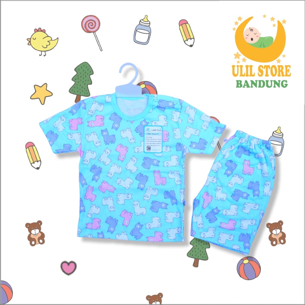 Setelan Baju Bayi Anak Pendek Oblong SNI  Celana Pampers 1-4 Tahun Premium Katun Little Owl