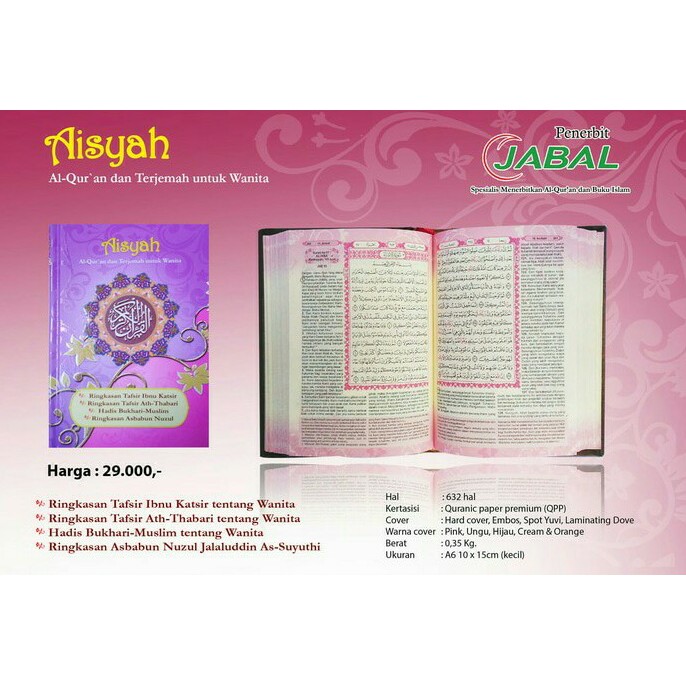 Alquran Al Quran Terjemah & Tafsir Mushaf Aisyah Hardcover A6 Jabal