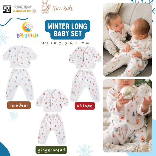 Nice Kids Winter Long Baby Set - Setelan Lengan Panjang Celana Panjang Bayi 0-3 3-6 6-12 bulan