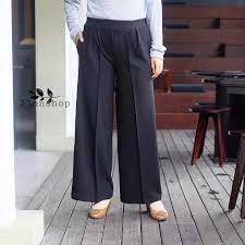 celana kulot basik pants panjang khusus hitam dan putih-abu