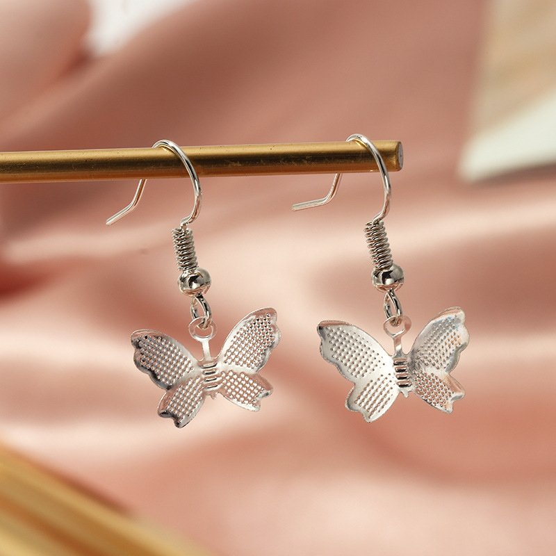 Korean Fashion Simple Butterfly Gold Earrings Sweet Temperament Silver Earring Jewelry Accessories