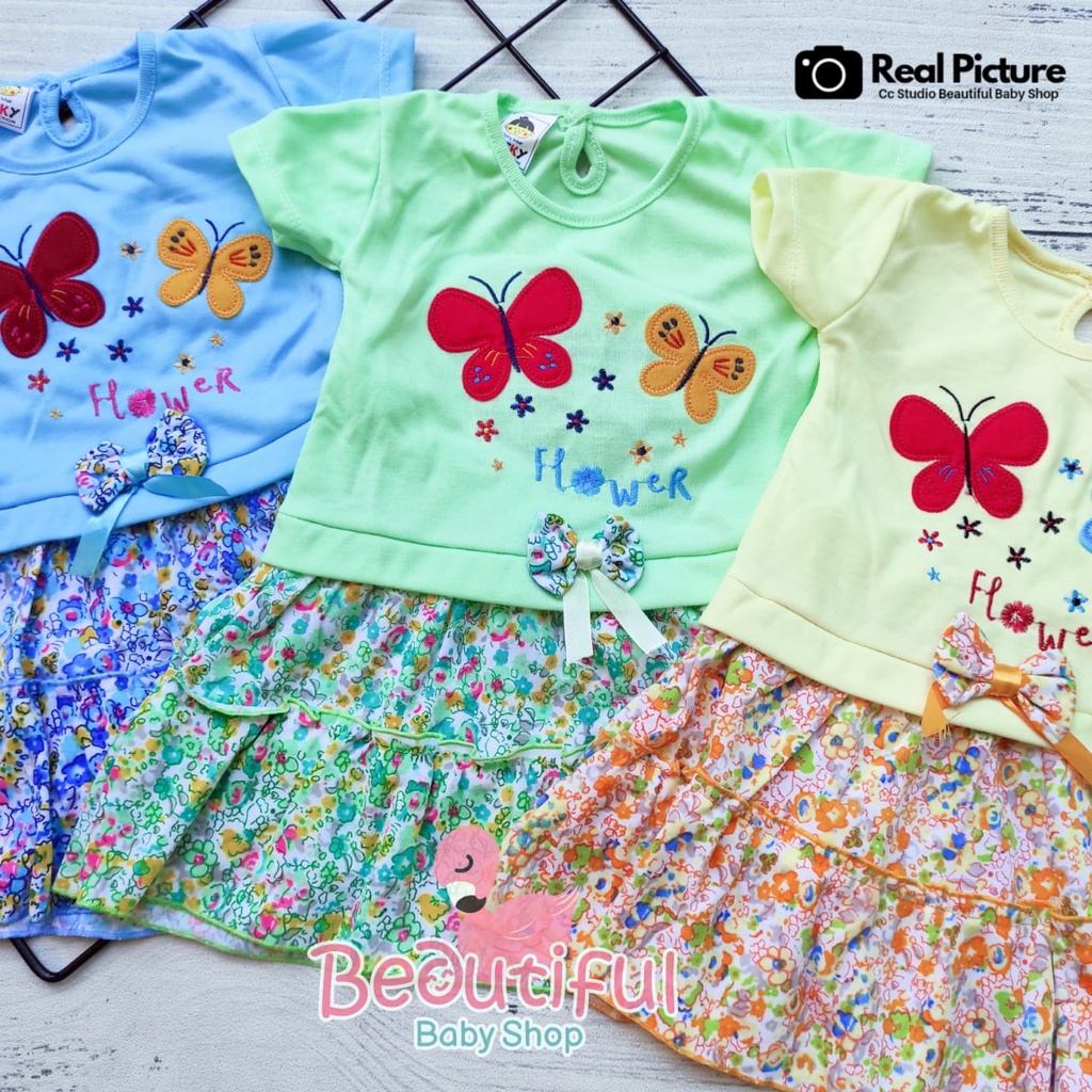 Baby.ou - Dress Bayi Perempuan Motif Kupu Bunga / Rok Baju Bayi Perempuan  Merk Rifky / Baju Bayi Perempuan