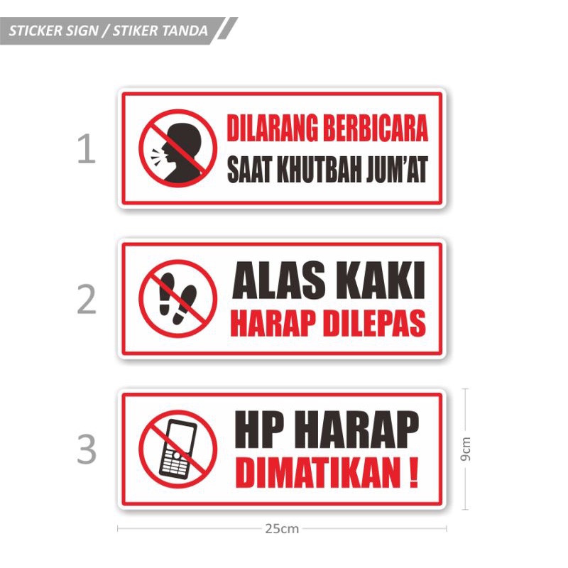 STICKER TANDA SIGN PERINGATAN INFORMASI PETUNJUK AREA MASJID