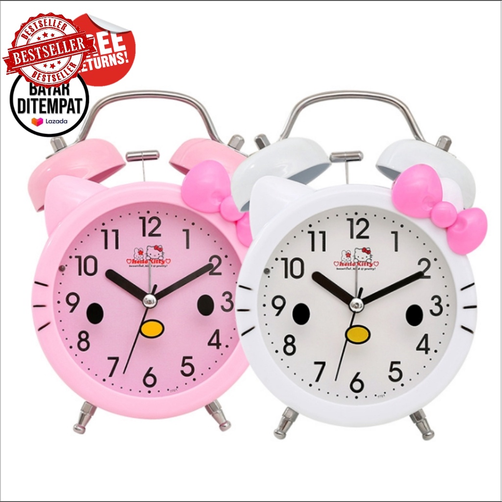 Jam Weker Alarm Kring Nyaring Twin Bell Karakter Hello Kitty - Jam Beker Anak - Jam Weker Tidur