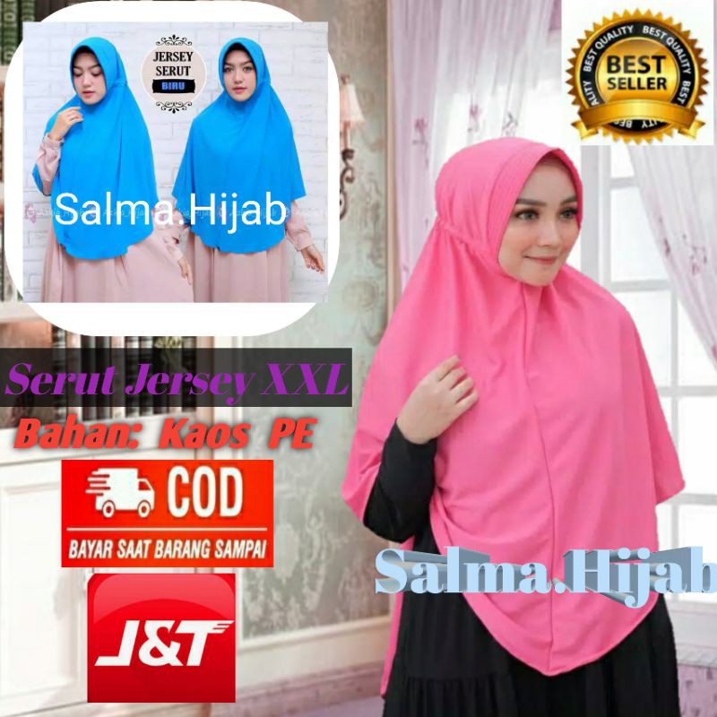 Jilbab Instan Bergo XXl Serut // Jilbab Syar'i Serut Jersey Instan